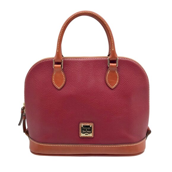 Dooney & Bourke Burgundy Pebbled Grain Leather Zip Zip Satchel Bag - Picture 1 of 12